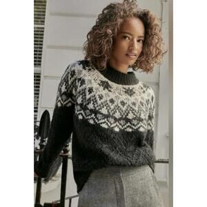 $498 EUC Veronica Beard Medium Jerin Fairisle Sweater Wool Alpaca Knit Nordic